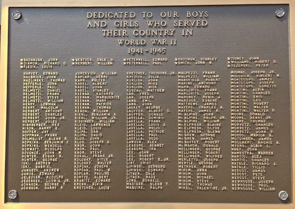 VILLAGE OF HERMINIE WORLD WAR II VETERANS MEMORIAL PLAQUE A