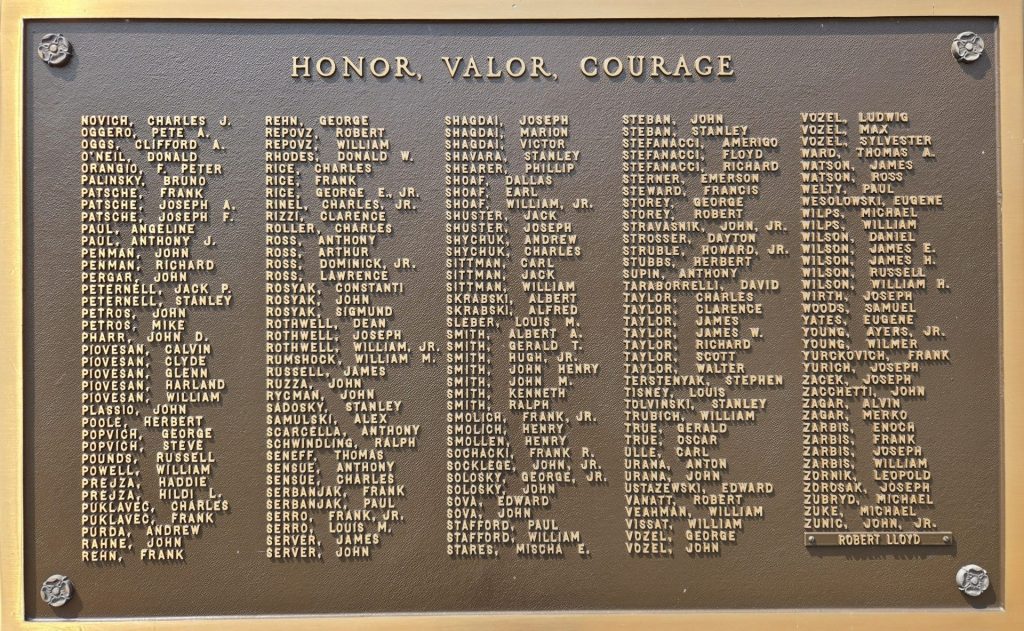 VILLAGE OF HERMINIE WORLD WAR II VETERANS MEMORIAL PLAQUE C