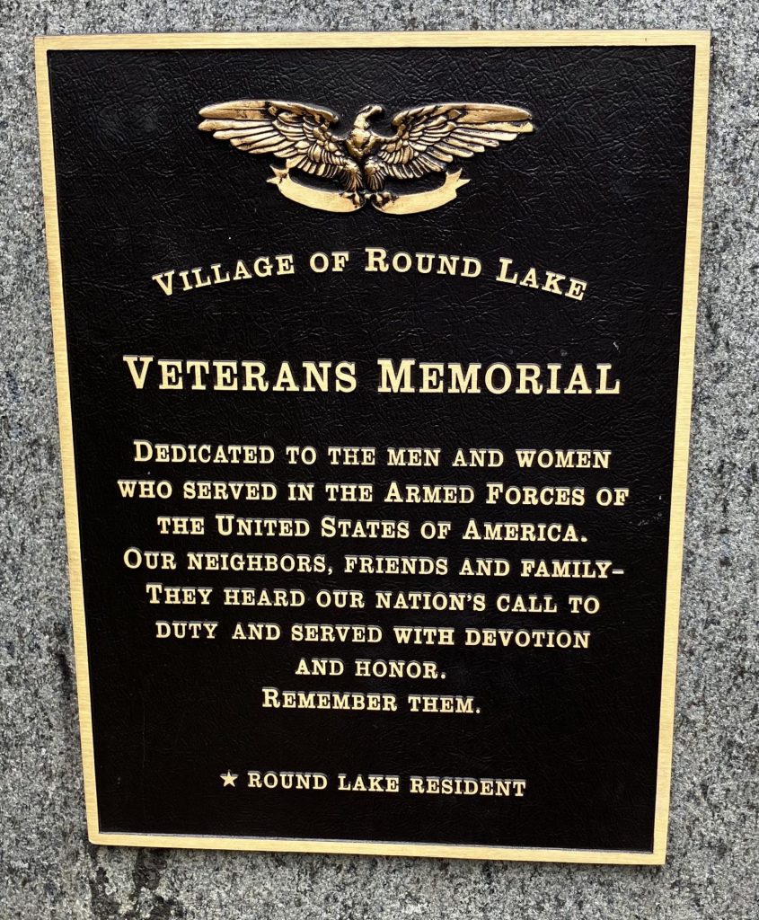 VILLAGE OF ROUND LAKE VETERANS MEMORIAL PLAQUE