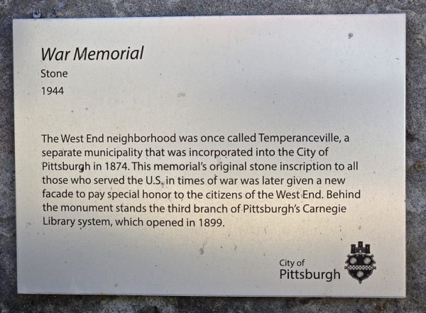 WEST END WAR MEMORIAL PLAQUE