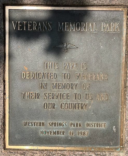WESTERN SPRINGS VETERANS MEMORIAL PARK PLAQUE A