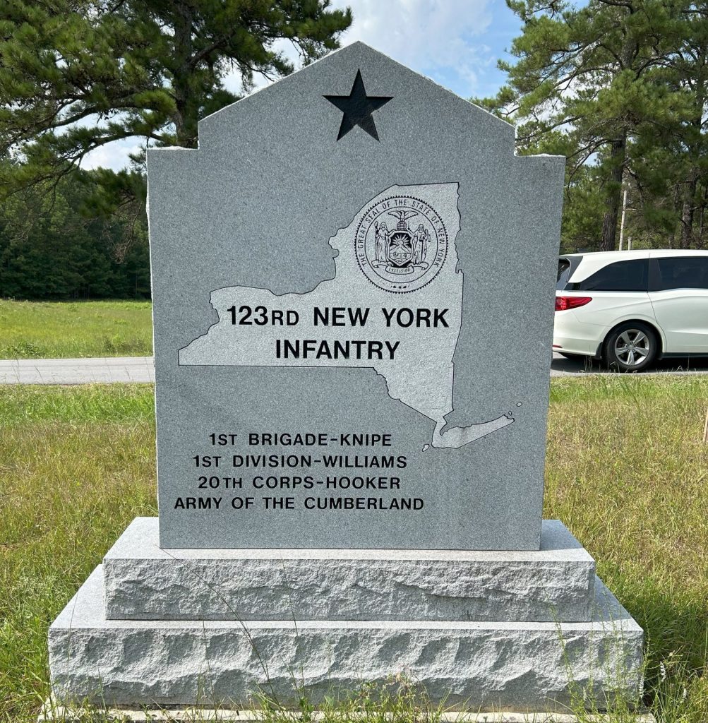 123RD NEW YORK INFANTRY WASHINGTON COUNTY REGIMENT WAR MEMORIAL BACK