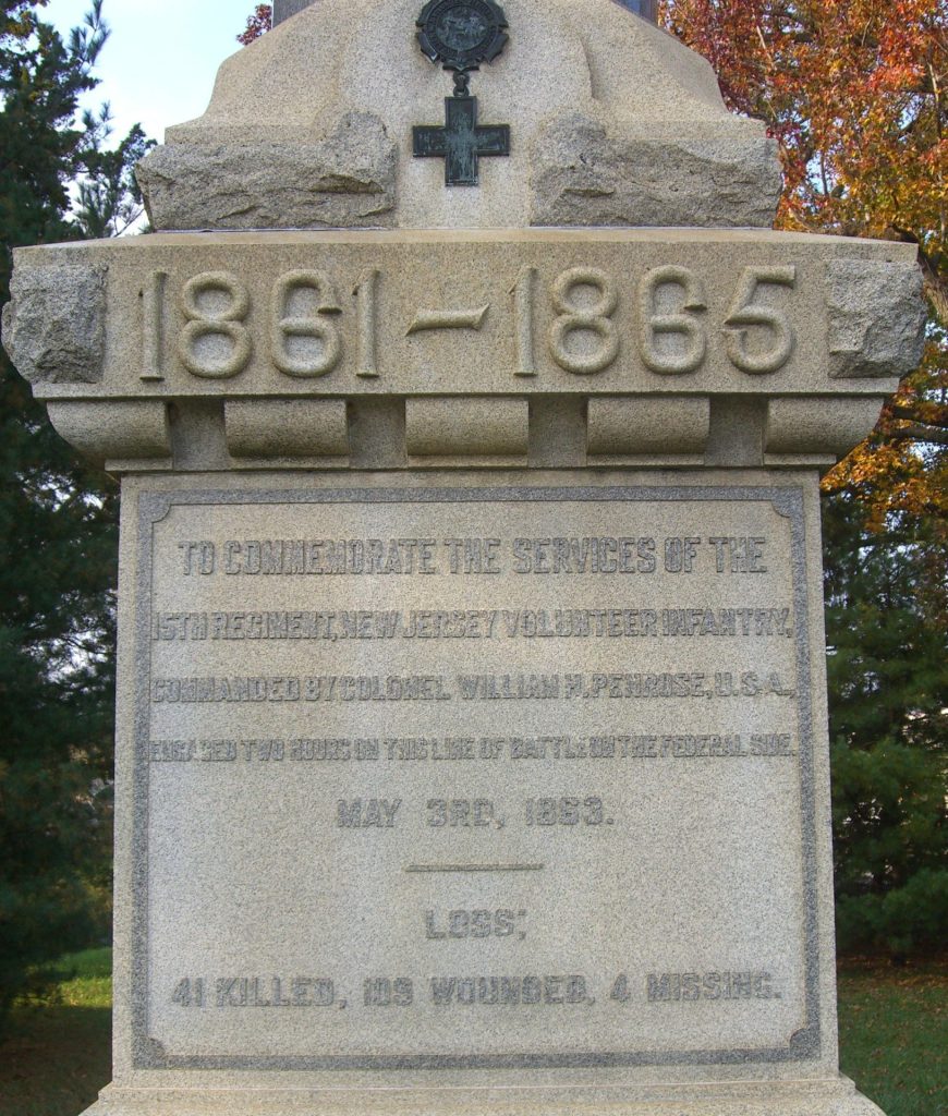 15TH REGIMENT, NEW JERSEY VOLUNTEER INFANTRY WAR MEMORIAL STONE A