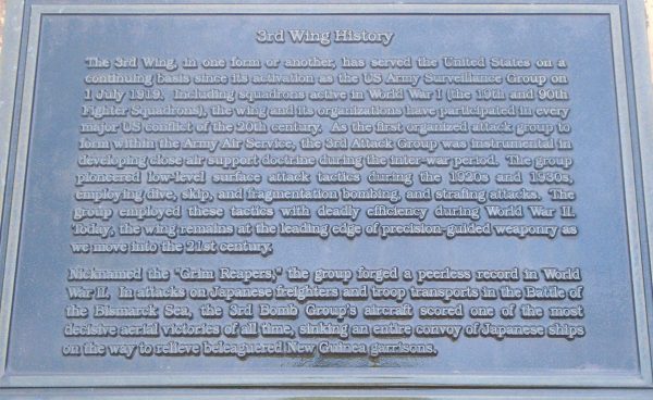 3RD WING HISTORY WAR MEMORIAL PLAQUE A