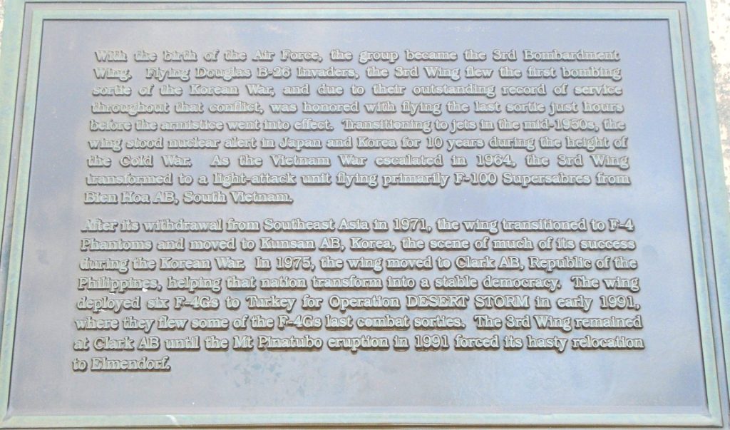 3RD WING HISTORY WAR MEMORIAL PLAQUE B