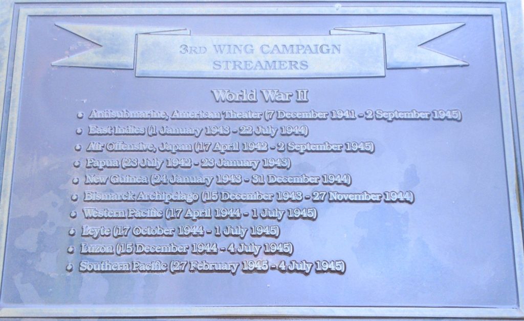 3RD WING HISTORY WAR MEMORIAL PLAQUE D
