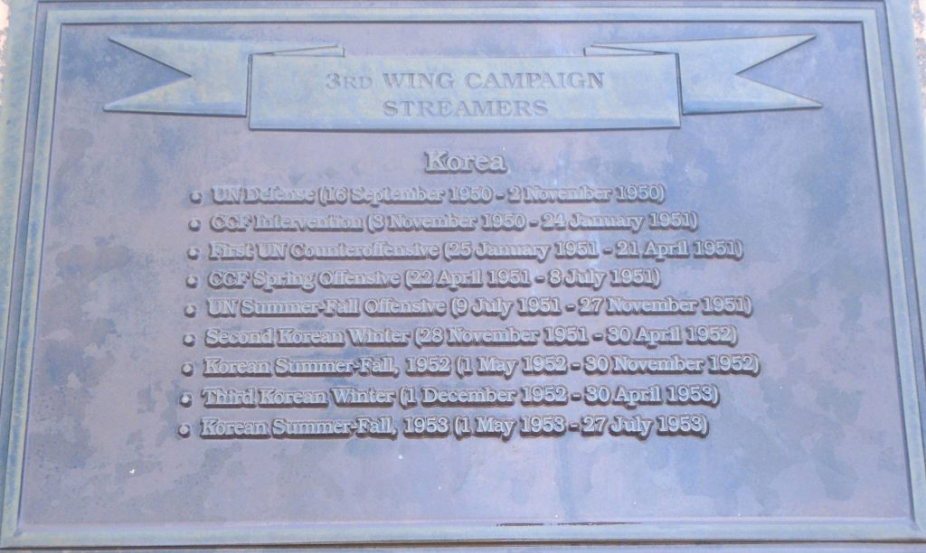 3RD WING HISTORY WAR MEMORIAL PLAQUE E