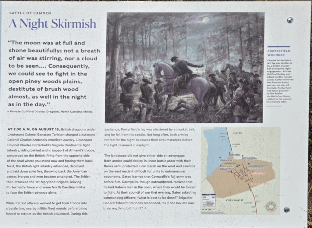 A NIGHT SKIRMISH BATTLE OF CAMDEN REVOLUTIONARY WAR MEMORIAL PLAQUE