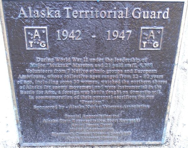 ALASKA TERRITORIAL GUARD WAR MEMORIAL PLAQUE ANCHORAGE