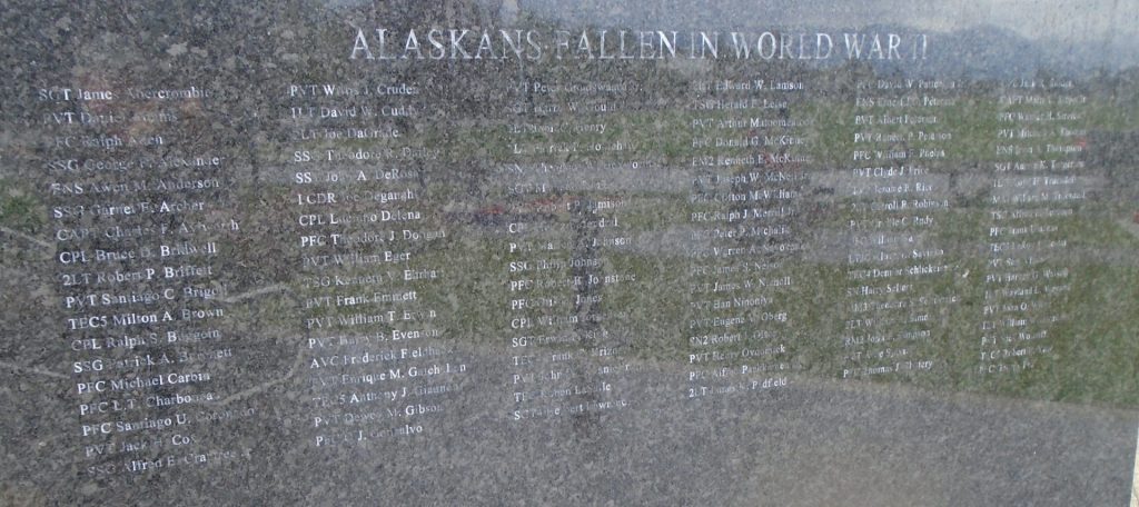 ALASKAN ROLL OF HONORED DEAD WAR MEMORIAL STONE A