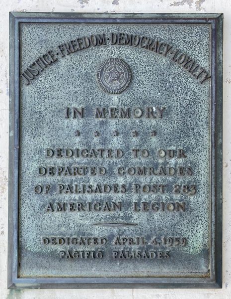 AMERICAN LEGION POST 283 DEPARTED COMRADES WAR MEMORIAL PLAQUE