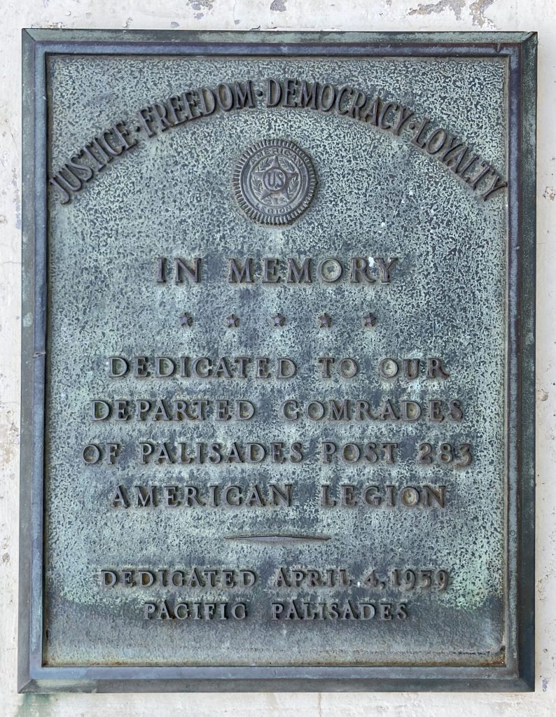 AMERICAN LEGION POST 283 DEPARTED COMRADES WAR MEMORIAL PLAQUE
