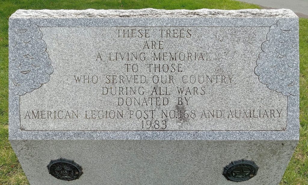 AMERICAN LEGION POST NO. 168 AND AUXILIARY MEMORIAL TREES STONE