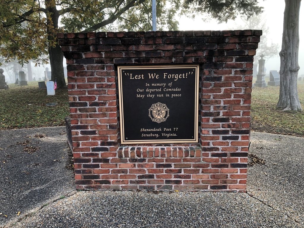 AMERICAN LEGION SHENANDOAH POST 77 DEPARTED COMRADES MEMORIAL