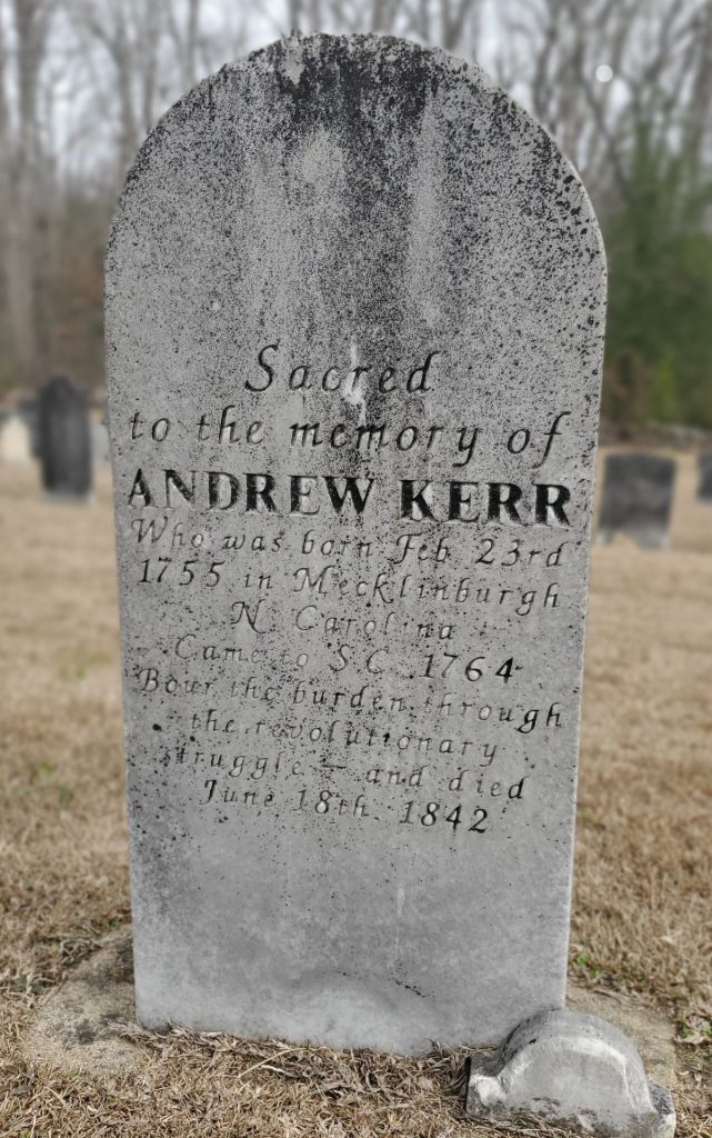 ANDREW KERR REVOLUTIONARY SOLDIER MEMORIAL CEMETERY STONE