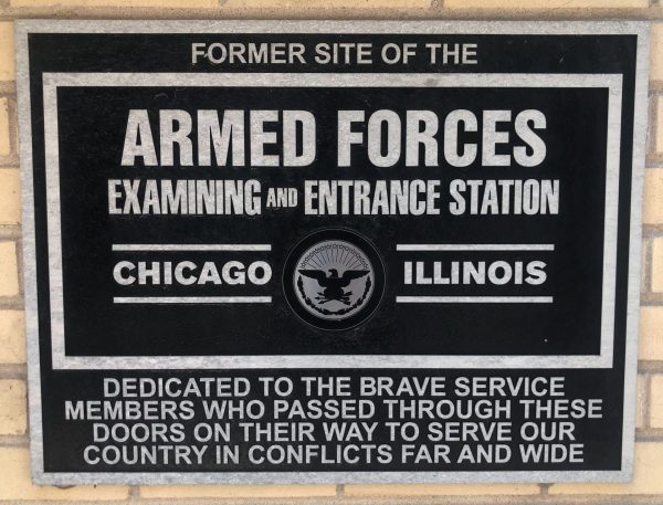 ARMED FORCES EXAMINING AND ENTRANCE STATION CHICAGO WAR MEMORIAL PLAQUE