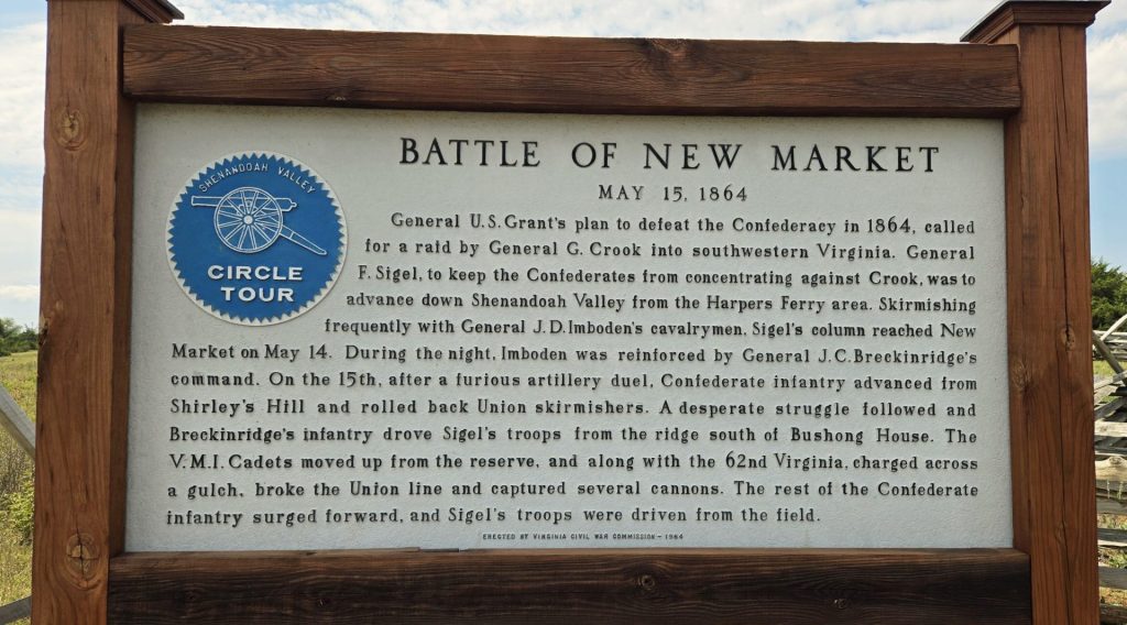 BATTLE OF NEW MARKET MAY 15, 1864 WAR MEMORIAL MARKER