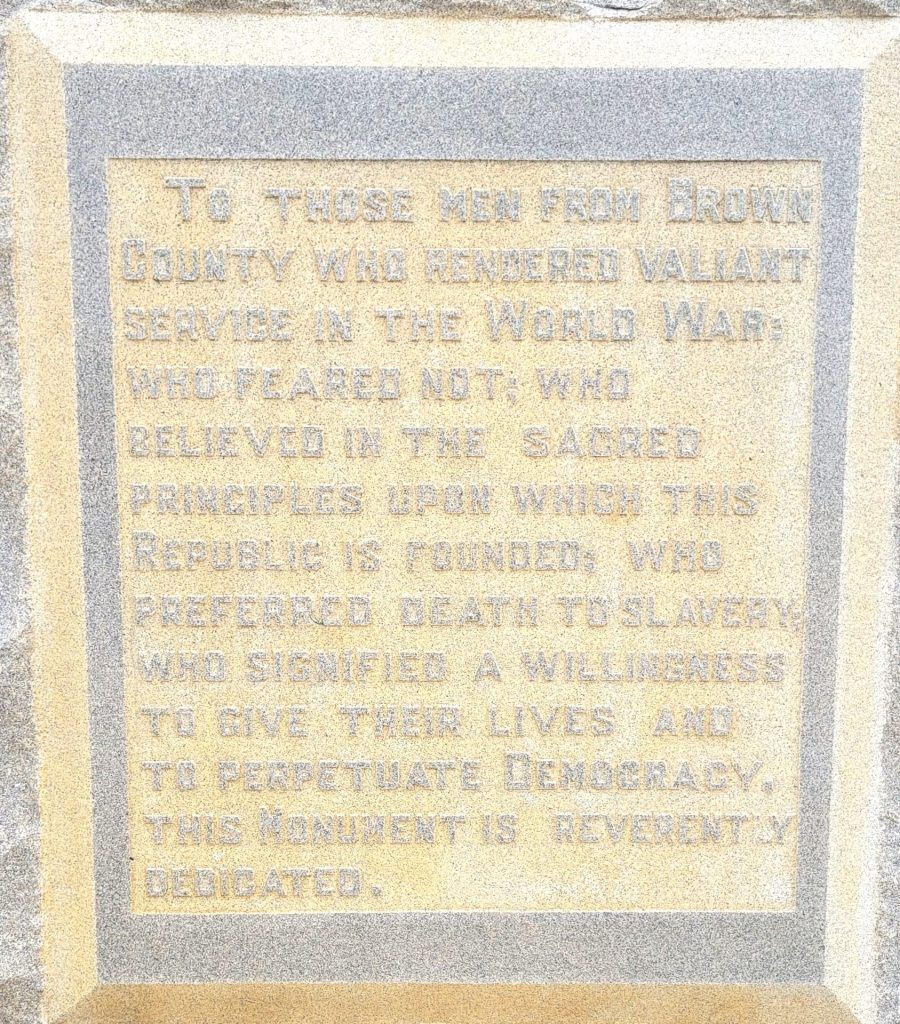 BROWN COUNTY WORLD WAR I MEMORIAL STONE B