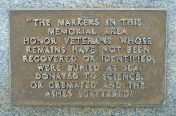 CAMP NELSON NATIONAL CEMETERY REMAINS NOT RECOVERED WAR MEMORIAL PLAQUE