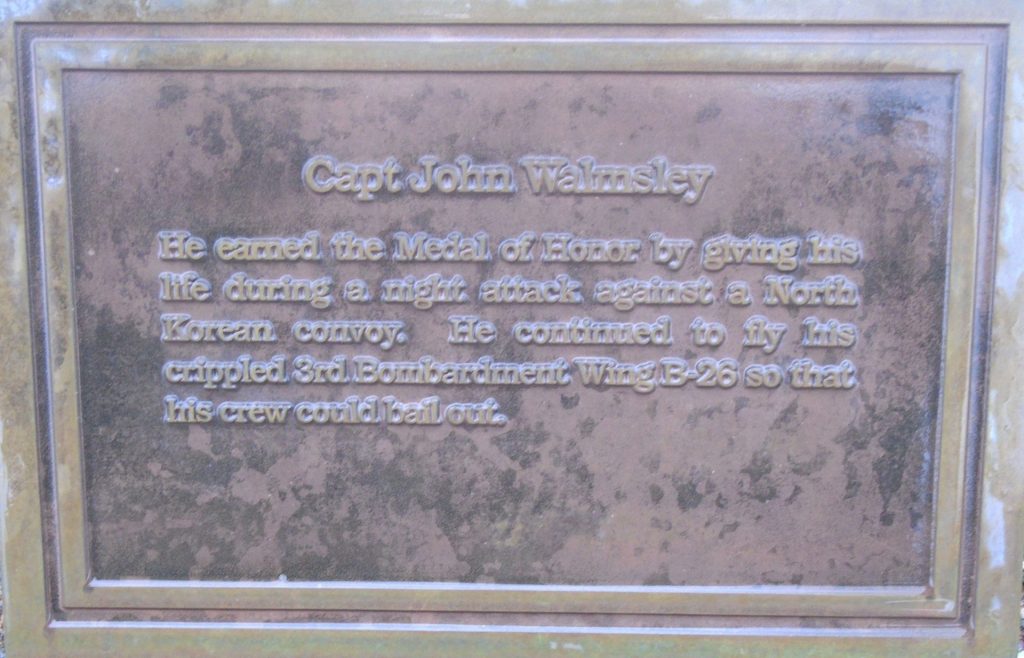 CAPT JOHN WALMSLEY MEDAL OF HONOR WAR MEMORIAL PLAQUE