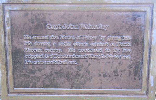 CAPT JOHN WALMSLEY MEDAL OF HONOR WAR MEMORIAL PLAQUE