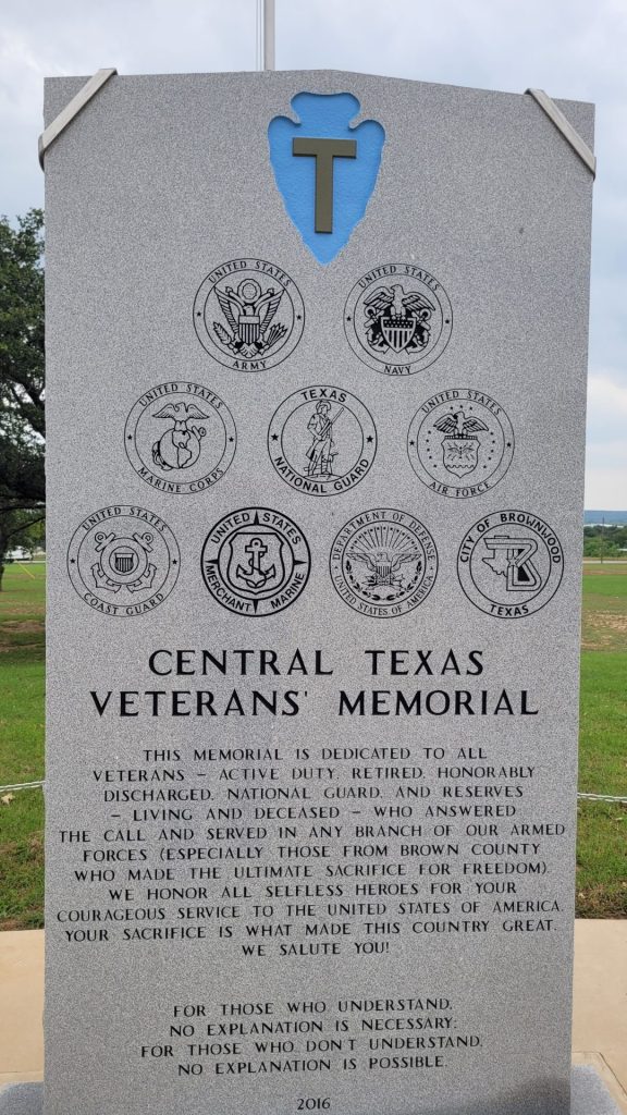 CENTRAL TEXAS VETERANS MEMORIAL STONE A