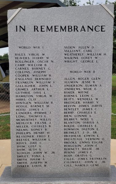 CENTRAL TEXAS VETERANS MEMORIAL STONE B