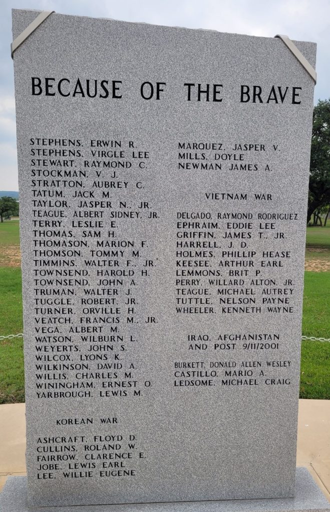 CENTRAL TEXAS VETERANS MEMORIAL STONE E