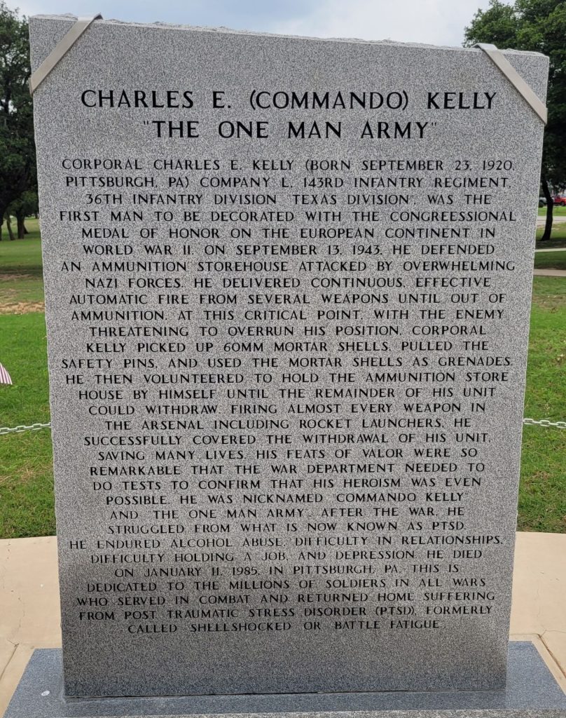 CHARLES E. (COMMANDO) KELLY MEDAL OF HONOR WAR MEMORIAL