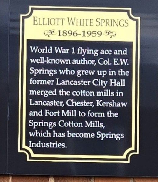 ELLIOTT WHITE SPRINS WAR MEMORIAL PLAQUE