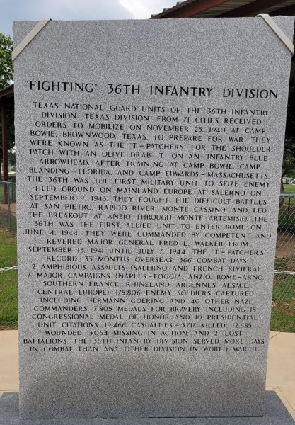 “FIGHTING” 36TH INFANTRY DIVISION WAR MEMORIAL