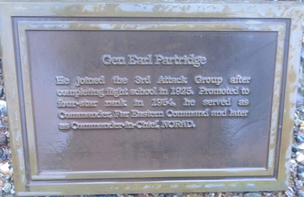 GEN EARL PARTRIDGE MEMORIAL PLAQUE