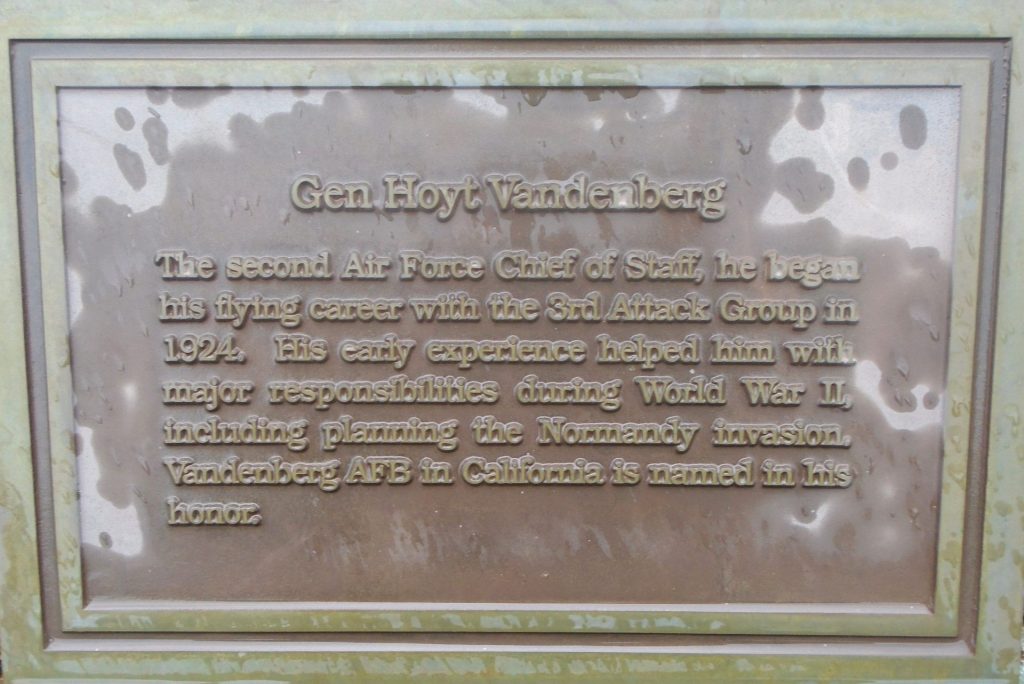 GEN HOYT VANDENBERG WAR MEMORIAL PLAQUE
