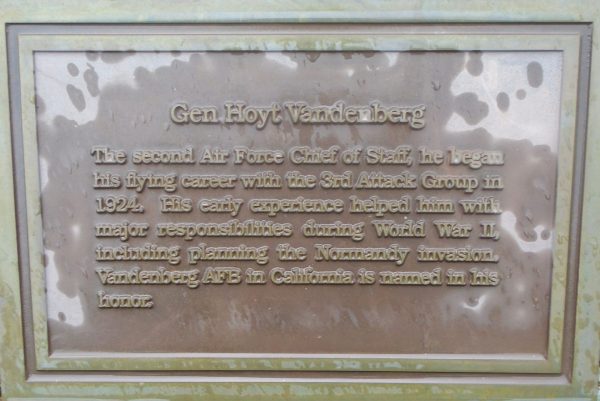 GEN HOYT VANDENBERG WAR MEMORIAL PLAQUE