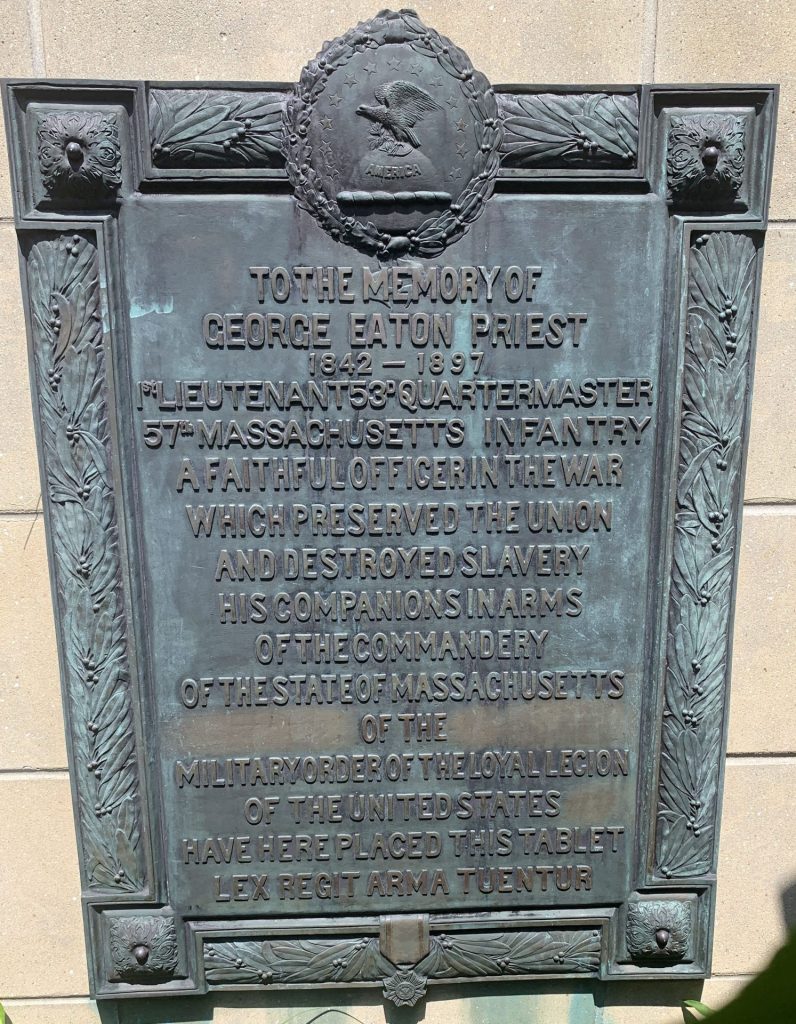 GEORGE EATON PRIEST WAR MEMORIAL PLAQUE