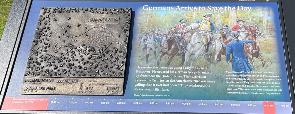 GERMANS ARRIVE TO SAVE THE DAY REVOLUTIONARY WAR MEMORIAL PANEL