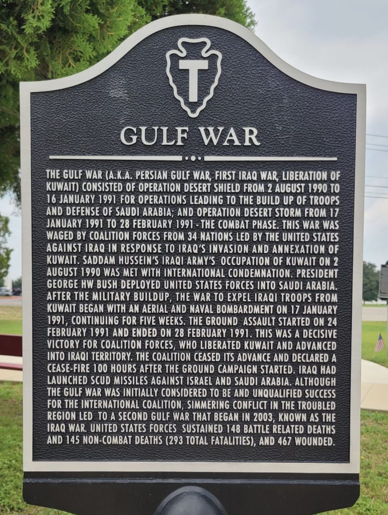 GULF WAR MEMORIAL MARKER