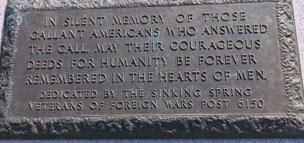 IN SILENT MEMORY WAR MEMORIAL PLAQUE
