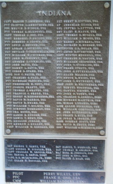 INDIANA MEDAL OF HONOR WAR MEMORIAL PLAQUE