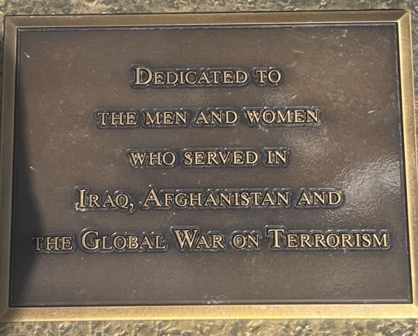 IRAQ, AFGHANISTAN WAR AND THE GLOBAL WAR ON TERRORISM MEMORIAL PLAQUE