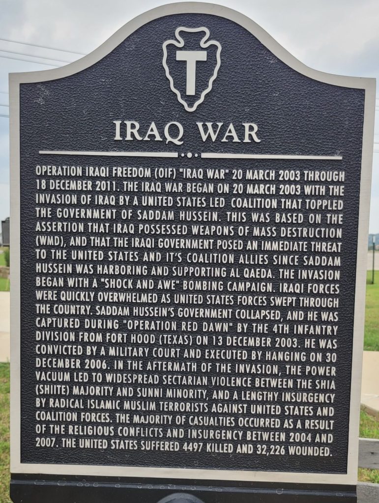 IRAQ WAR MEMORIAL MARKER