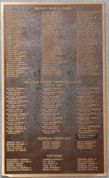 JELLICO AREA VETERANS MEMORIAL PLAQUE B