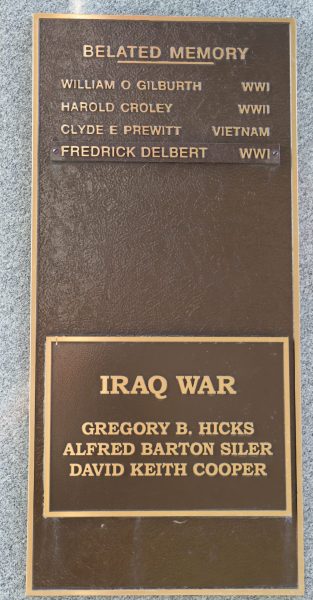 JELLICO AREA VETERANS MEMORIAL PLAQUE D