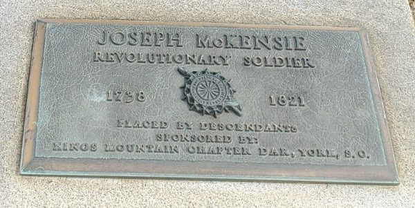 JOSEPH MCKENSIE REVOLUTIONARY SOLDIER MEMORIAL PLAQUE