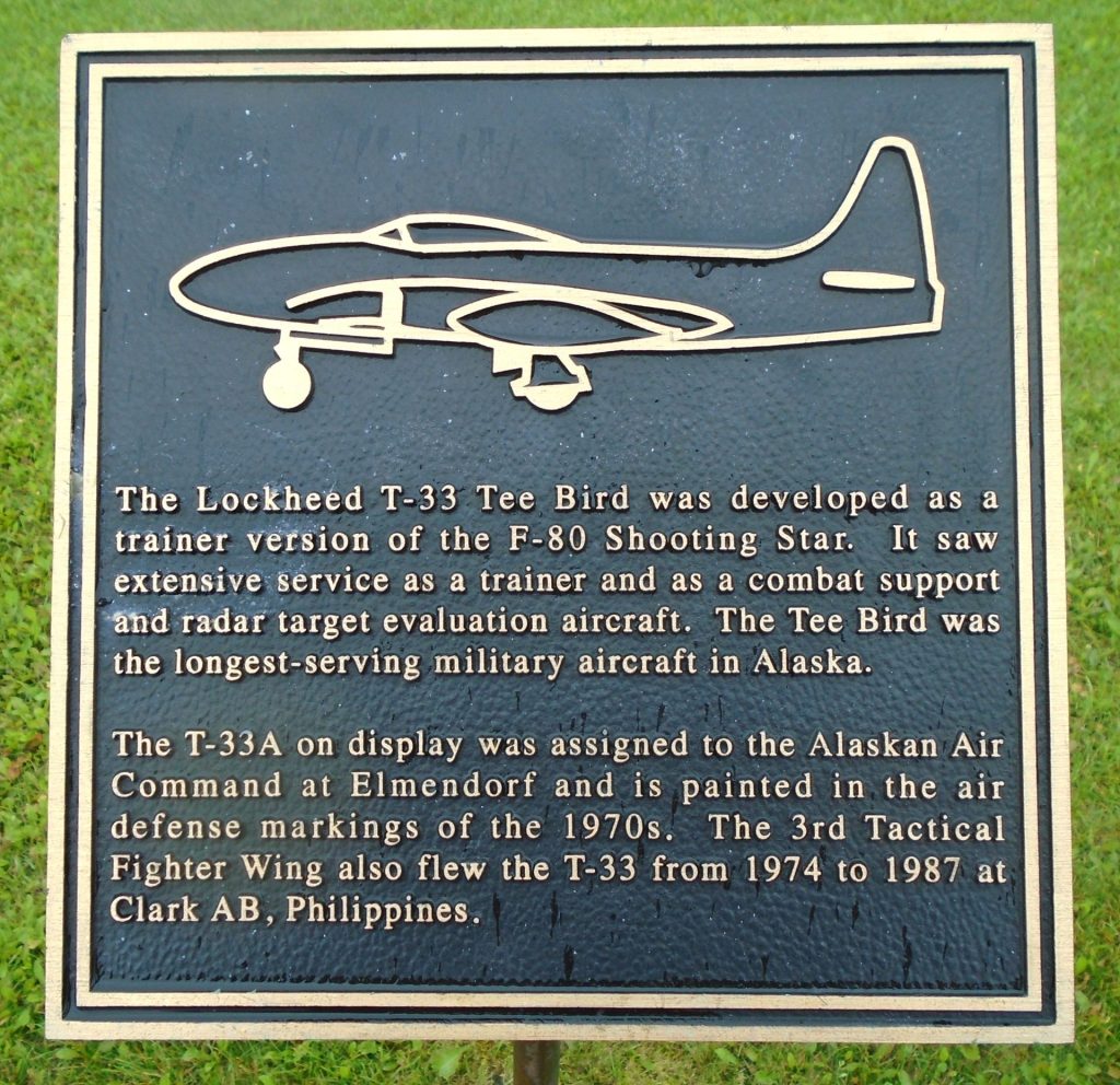 LOCKHEED T-33 TEE BIRD MEMORIAL AIRCRAFT PLAQUE