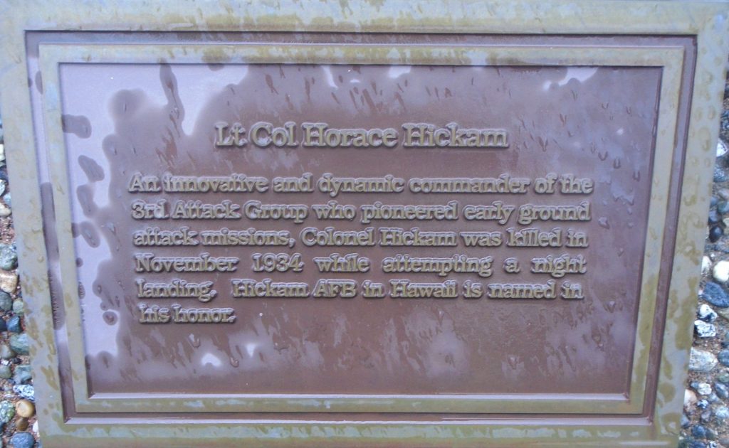 LT COL HORACE HICKAM MEMORIAL PLAQUE