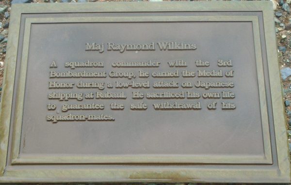 MAJ RAYMOND WILKINS MEDAL OF HONOR WAR MEMORIAL PLAQUE