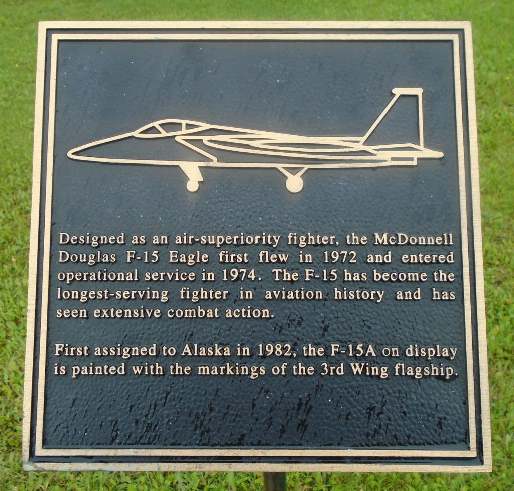 MCDONNELL DOUGLAS F-15 EAGLE WAR MEMORIAL AIRCRAFT PLAQUE