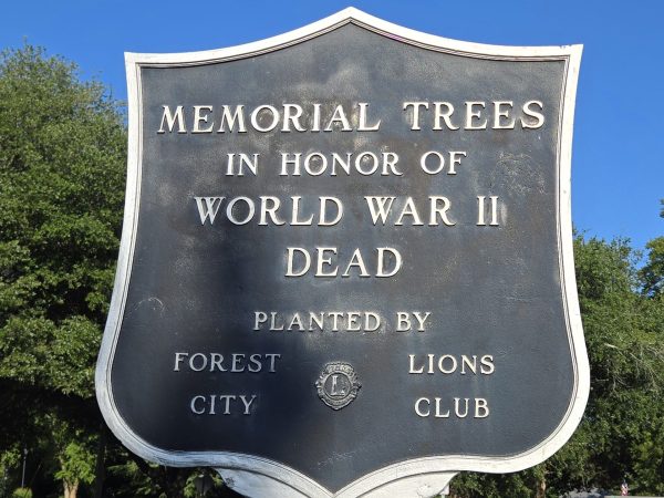 MEMORIAL TREES IN HONOR OF WORLD WAR II DEAD MEMORIAL MARKER