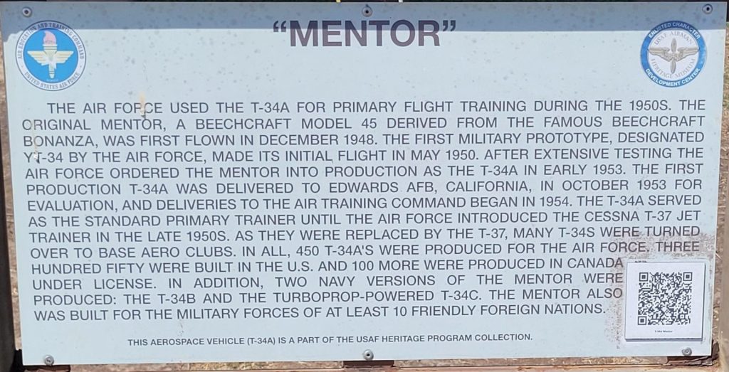 “MENTOR” T-34A MEMORIAL AIRCRAFT PLAQUE
